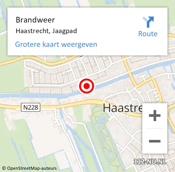 Locatie op kaart van de 112 melding: Brandweer Haastrecht, Jaagpad op 9 juni 2024 05:26