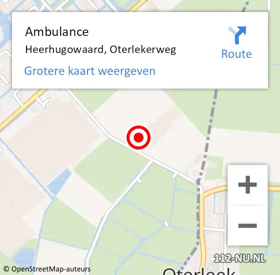 Locatie op kaart van de 112 melding: Ambulance Heerhugowaard, Oterlekerweg op 9 juni 2024 06:13