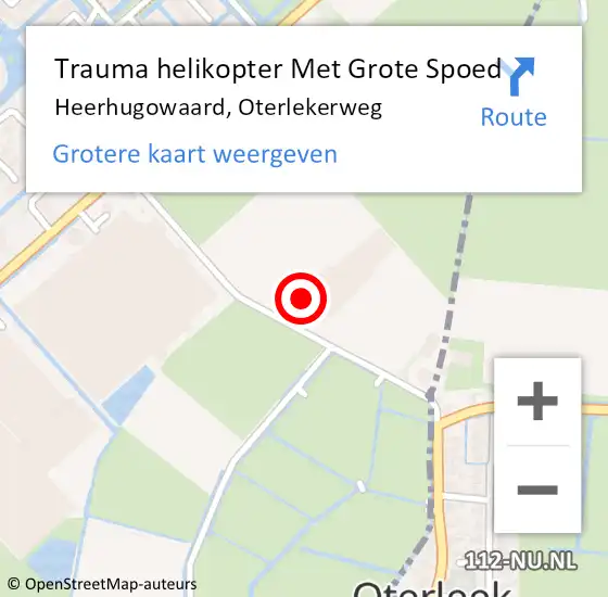 Locatie op kaart van de 112 melding: Trauma helikopter Met Grote Spoed Naar Heerhugowaard, Oterlekerweg op 9 juni 2024 06:15