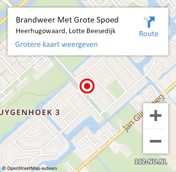 Locatie op kaart van de 112 melding: Brandweer Met Grote Spoed Naar Heerhugowaard, Lotte Beesedijk op 9 juni 2024 06:22