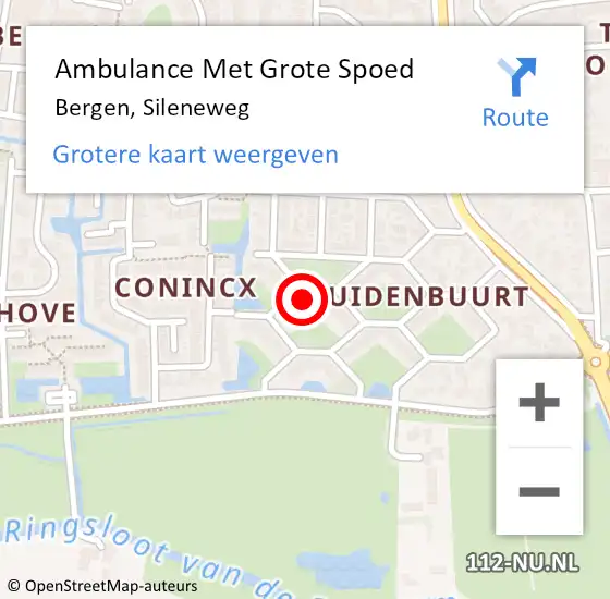 Locatie op kaart van de 112 melding: Ambulance Met Grote Spoed Naar Bergen, Sileneweg op 9 juni 2024 07:02
