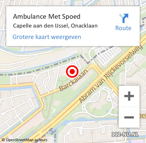 Locatie op kaart van de 112 melding: Ambulance Met Spoed Naar Capelle aan den IJssel, Onacklaan op 9 juni 2024 07:09