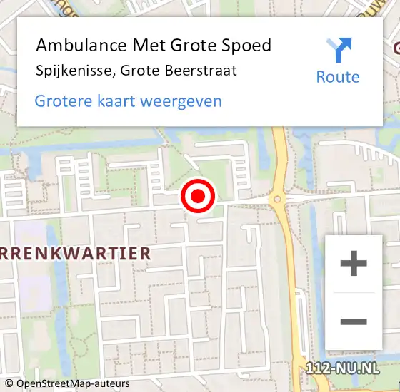 Locatie op kaart van de 112 melding: Ambulance Met Grote Spoed Naar Spijkenisse, Grote Beerstraat op 9 juni 2024 07:24