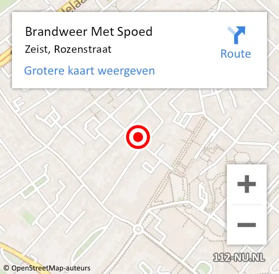 Locatie op kaart van de 112 melding: Brandweer Met Spoed Naar Zeist, Rozenstraat op 9 juni 2024 08:09