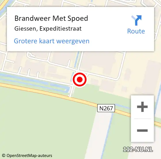 Locatie op kaart van de 112 melding: Brandweer Met Spoed Naar Giessen, Expeditiestraat op 9 juni 2024 08:10