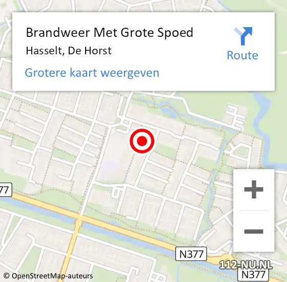 Locatie op kaart van de 112 melding: Brandweer Met Grote Spoed Naar Hasselt, De Horst op 9 juni 2024 08:10