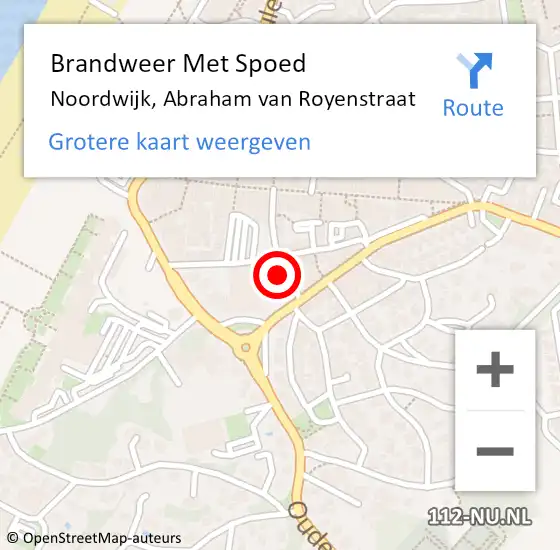 Locatie op kaart van de 112 melding: Brandweer Met Spoed Naar Noordwijk, Abraham van Royenstraat op 9 juni 2024 08:26