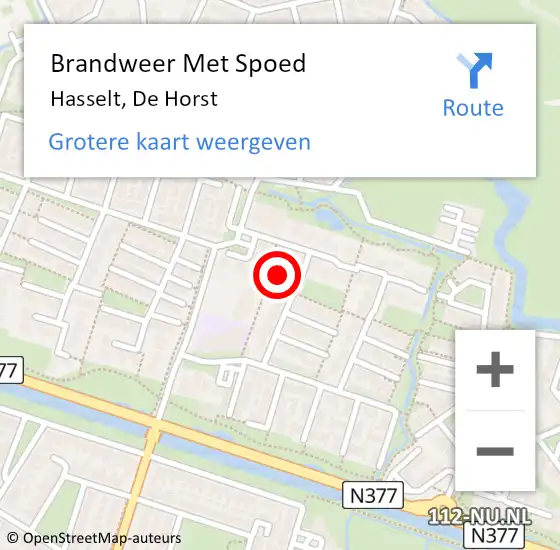 Locatie op kaart van de 112 melding: Brandweer Met Spoed Naar Hasselt, De Horst op 9 juni 2024 08:54