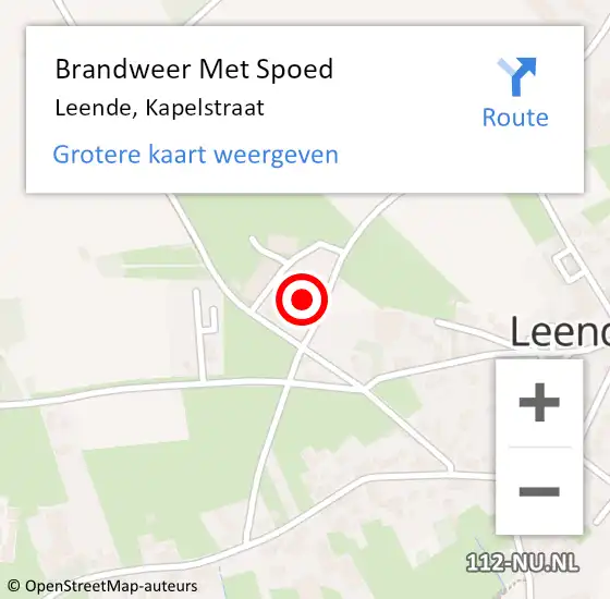 Locatie op kaart van de 112 melding: Brandweer Met Spoed Naar Leende, Kapelstraat op 9 juni 2024 09:09