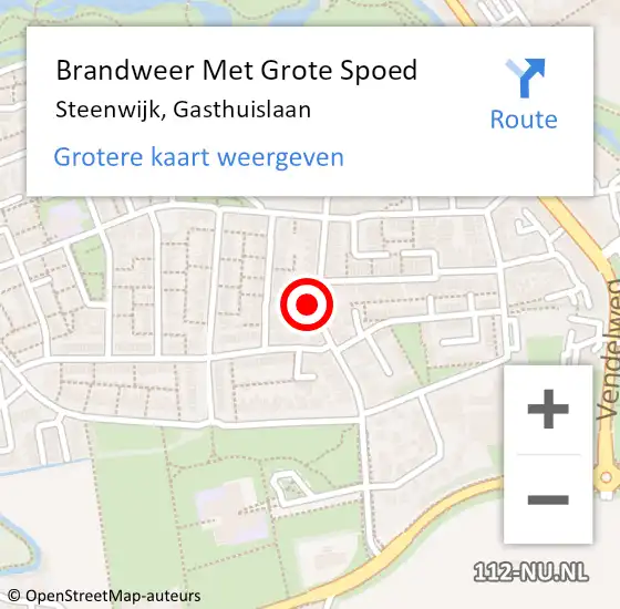 Locatie op kaart van de 112 melding: Brandweer Met Grote Spoed Naar Steenwijk, Gasthuislaan op 9 juni 2024 09:13