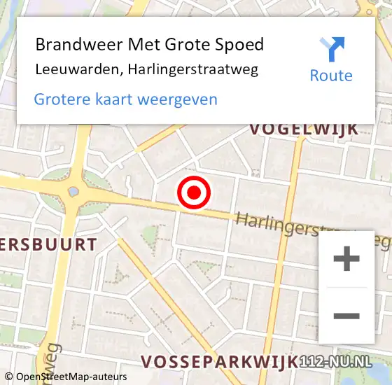 Locatie op kaart van de 112 melding: Brandweer Met Grote Spoed Naar Leeuwarden, Harlingerstraatweg op 9 juni 2024 09:14