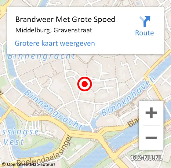 Locatie op kaart van de 112 melding: Brandweer Met Grote Spoed Naar Middelburg, Gravenstraat op 9 juni 2024 09:46