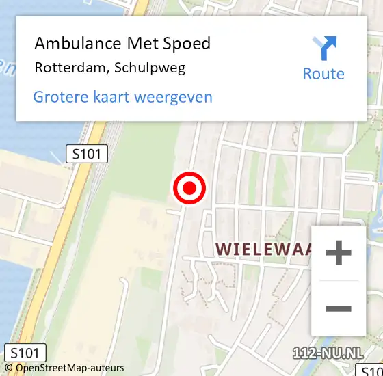 Locatie op kaart van de 112 melding: Ambulance Met Spoed Naar Rotterdam, Schulpweg op 9 juni 2024 09:49