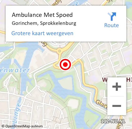 Locatie op kaart van de 112 melding: Ambulance Met Spoed Naar Gorinchem, Sprokkelenburg op 9 juni 2024 09:49