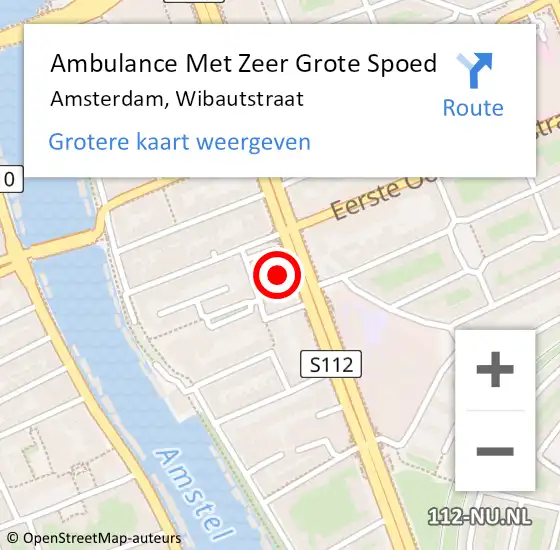 Locatie op kaart van de 112 melding: Ambulance Met Zeer Grote Spoed Naar Amsterdam, Wibautstraat op 9 juni 2024 09:52