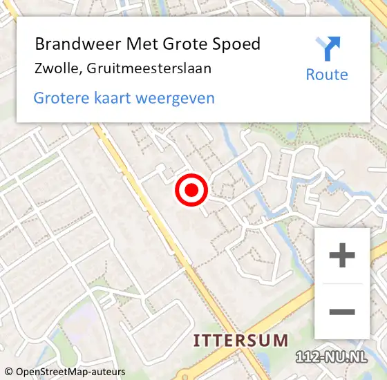 Locatie op kaart van de 112 melding: Brandweer Met Grote Spoed Naar Zwolle, Gruitmeesterslaan op 8 oktober 2014 20:53