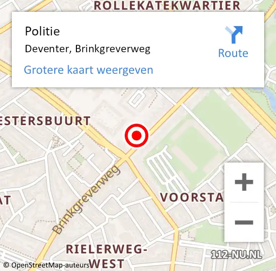 Locatie op kaart van de 112 melding: Politie Deventer, Brinkgreverweg op 9 juni 2024 10:07