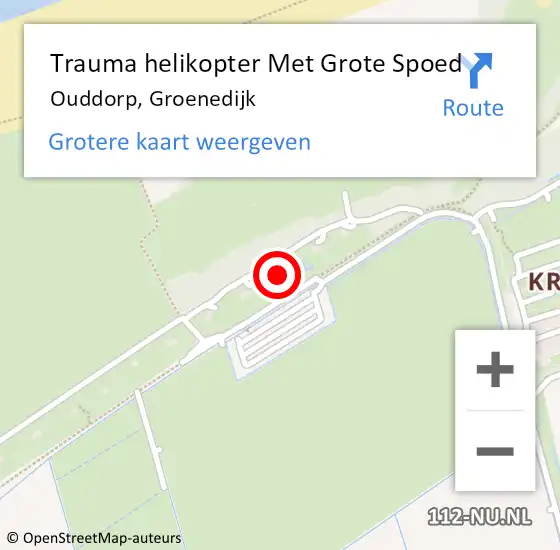 Locatie op kaart van de 112 melding: Trauma helikopter Met Grote Spoed Naar Ouddorp, Groenedijk op 9 juni 2024 10:10