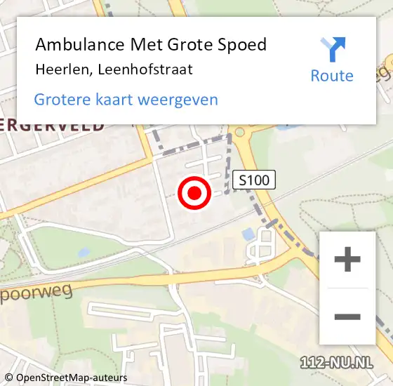 Locatie op kaart van de 112 melding: Ambulance Met Grote Spoed Naar Heerlen, Leenhofstraat op 8 oktober 2014 20:57