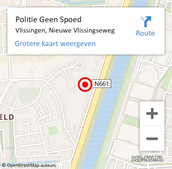 Locatie op kaart van de 112 melding: Politie Geen Spoed Naar Vlissingen, Nieuwe Vlissingseweg op 9 juni 2024 10:39