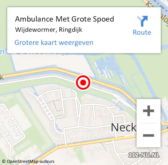 Locatie op kaart van de 112 melding: Ambulance Met Grote Spoed Naar Wijdewormer, Ringdijk op 9 juni 2024 10:46