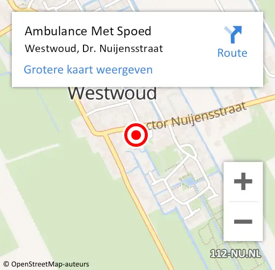 Locatie op kaart van de 112 melding: Ambulance Met Spoed Naar Westwoud, Dr. Nuijensstraat op 8 oktober 2014 20:59