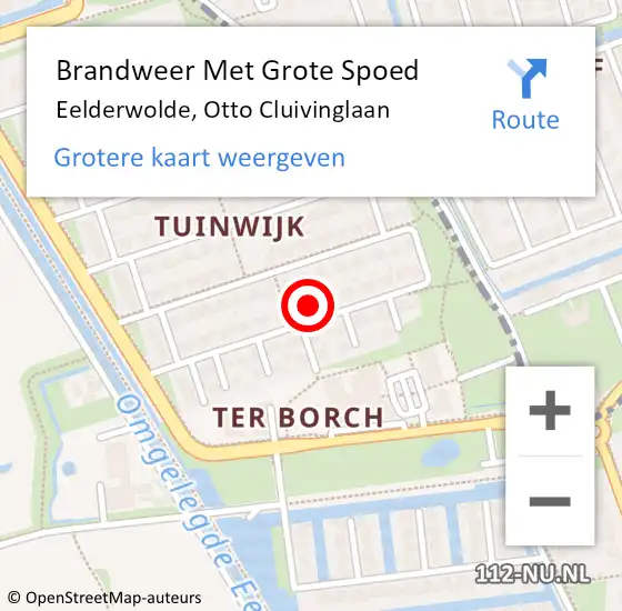 Locatie op kaart van de 112 melding: Brandweer Met Grote Spoed Naar Eelderwolde, Otto Cluivinglaan op 9 juni 2024 11:07