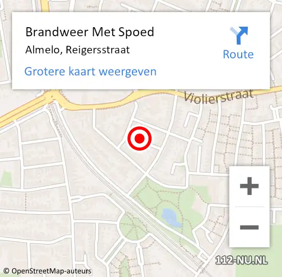 Locatie op kaart van de 112 melding: Brandweer Met Spoed Naar Almelo, Reigersstraat op 9 juni 2024 11:07