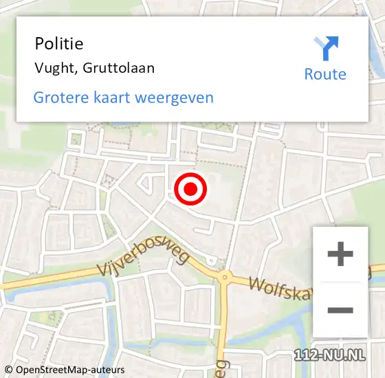 Locatie op kaart van de 112 melding: Politie Vught, Gruttolaan op 9 juni 2024 11:11