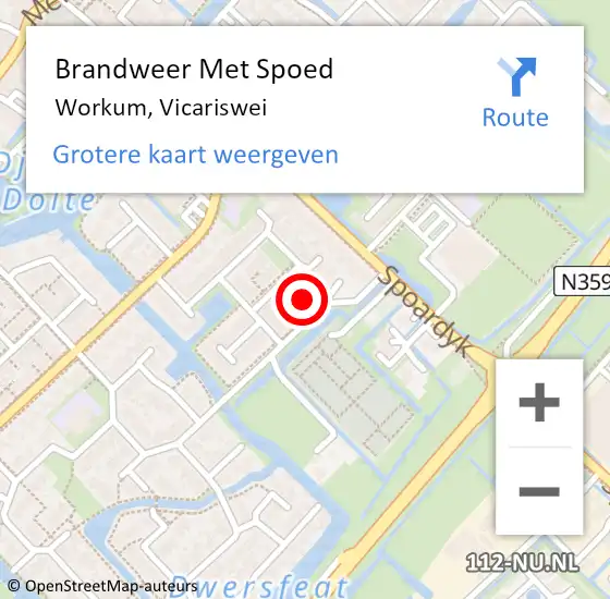 Locatie op kaart van de 112 melding: Brandweer Met Spoed Naar Workum, Vicariswei op 9 juni 2024 11:19