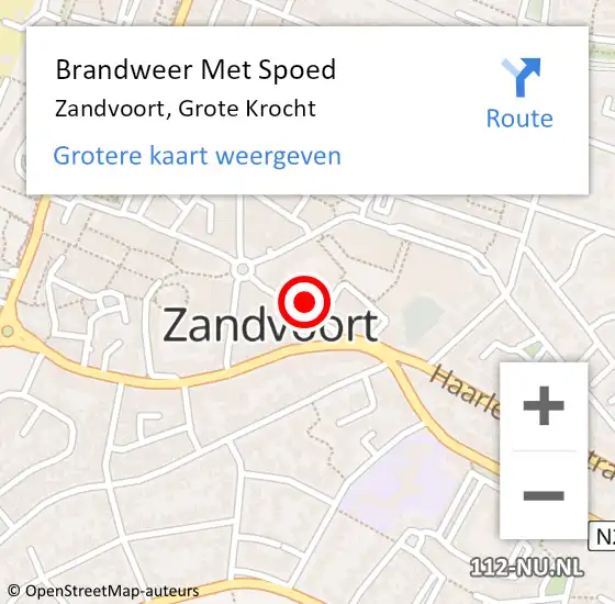 Locatie op kaart van de 112 melding: Brandweer Met Spoed Naar Zandvoort, Grote Krocht op 9 juni 2024 11:37