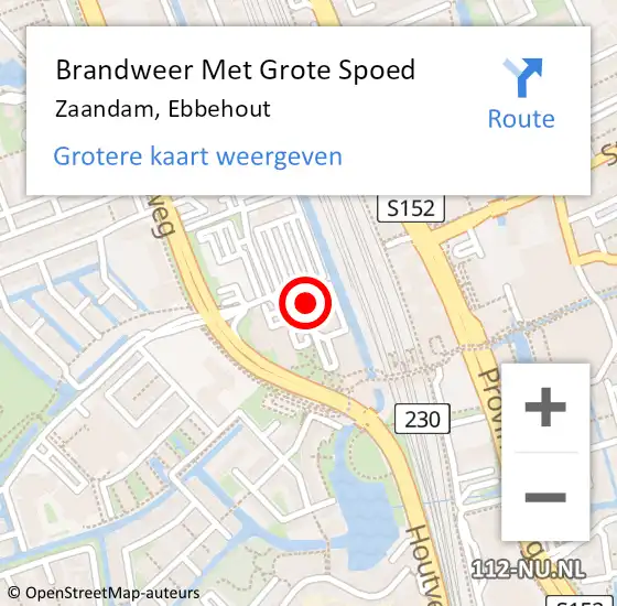 Locatie op kaart van de 112 melding: Brandweer Met Grote Spoed Naar Zaandam, Ebbehout op 9 juni 2024 11:53