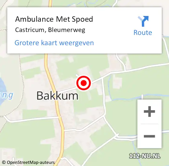 Locatie op kaart van de 112 melding: Ambulance Met Spoed Naar Castricum, Bleumerweg op 9 juni 2024 12:02
