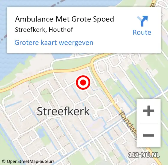 Locatie op kaart van de 112 melding: Ambulance Met Grote Spoed Naar Streefkerk, Houthof op 9 juni 2024 12:09