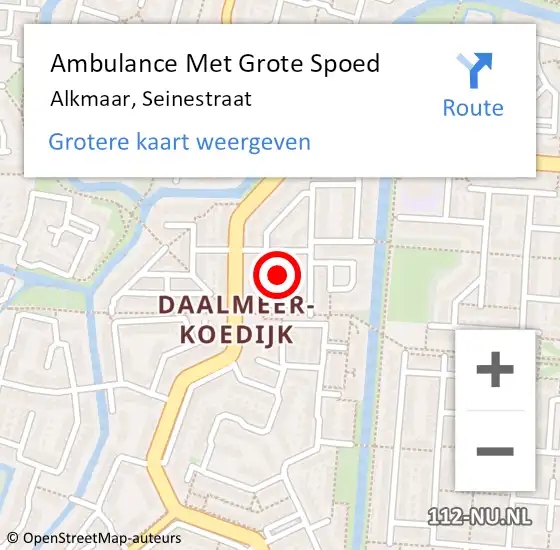 Locatie op kaart van de 112 melding: Ambulance Met Grote Spoed Naar Alkmaar, Seinestraat op 9 juni 2024 12:10