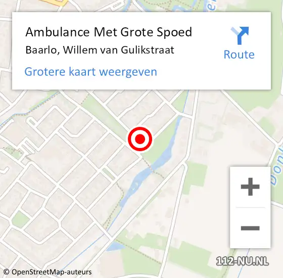 Locatie op kaart van de 112 melding: Ambulance Met Grote Spoed Naar Baarlo, Willem van Gulikstraat op 8 oktober 2014 21:09