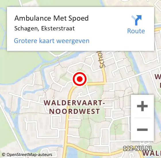 Locatie op kaart van de 112 melding: Ambulance Met Spoed Naar Schagen, Eksterstraat op 9 juni 2024 12:16