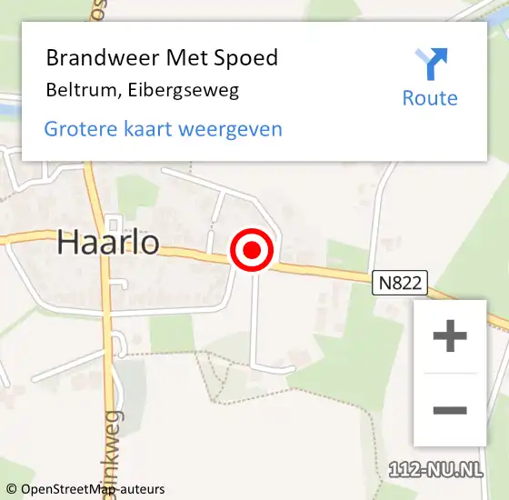 Locatie op kaart van de 112 melding: Brandweer Met Spoed Naar Beltrum, Eibergseweg op 9 juni 2024 12:18