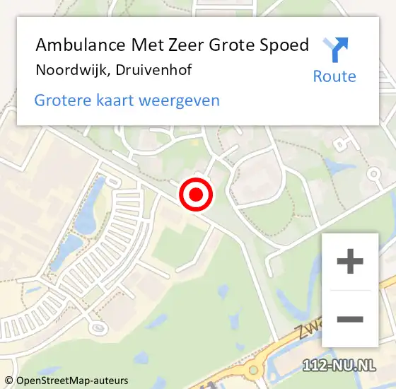 Locatie op kaart van de 112 melding: Ambulance Met Zeer Grote Spoed Naar Noordwijk, Druivenhof op 9 juni 2024 12:32