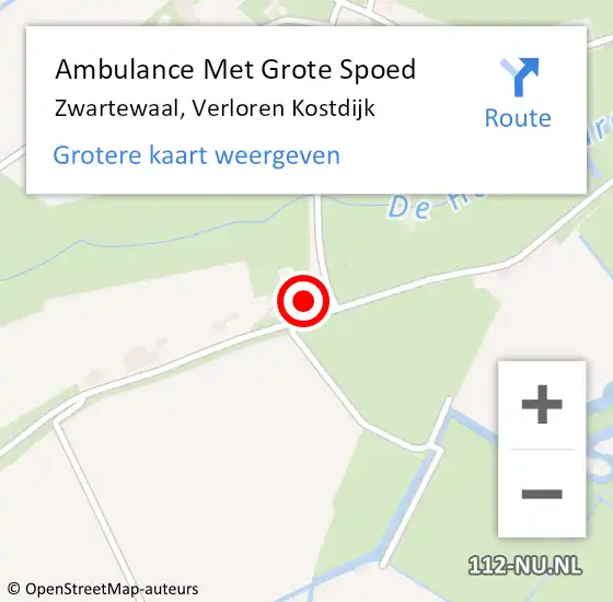 Locatie op kaart van de 112 melding: Ambulance Met Grote Spoed Naar Zwartewaal, Verloren Kostdijk op 9 juni 2024 12:39