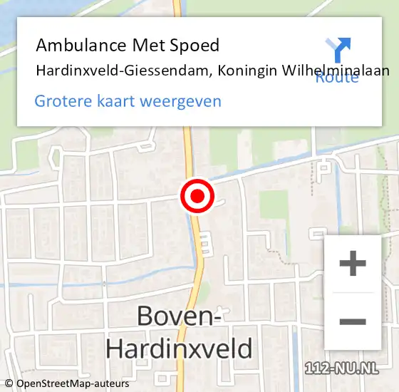 Locatie op kaart van de 112 melding: Ambulance Met Spoed Naar Hardinxveld-Giessendam, Koningin Wilhelminalaan op 9 juni 2024 12:43