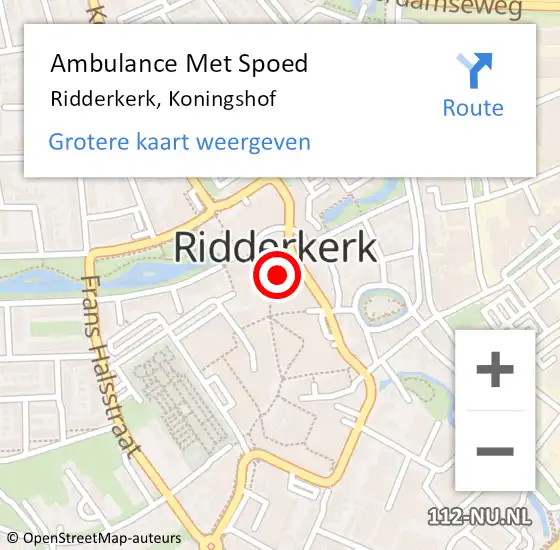 Locatie op kaart van de 112 melding: Ambulance Met Spoed Naar Ridderkerk, Koningshof op 9 juni 2024 12:47