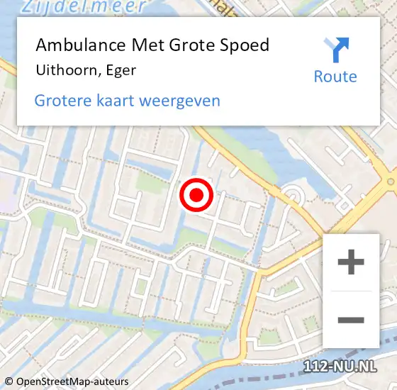 Locatie op kaart van de 112 melding: Ambulance Met Grote Spoed Naar Uithoorn, Eger op 9 juni 2024 12:53