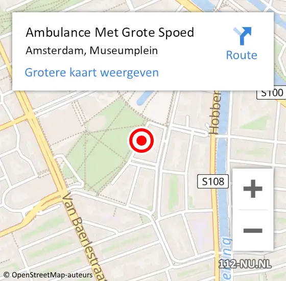 Locatie op kaart van de 112 melding: Ambulance Met Grote Spoed Naar Amsterdam, Museumplein op 9 juni 2024 13:11