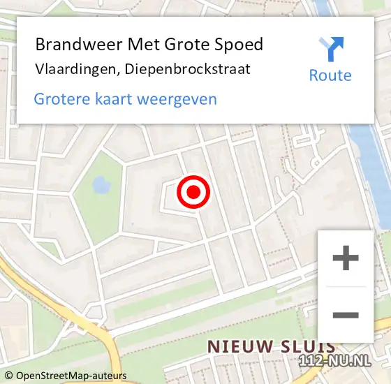 Locatie op kaart van de 112 melding: Brandweer Met Grote Spoed Naar Vlaardingen, Diepenbrockstraat op 9 juni 2024 13:22