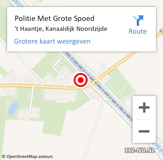 Locatie op kaart van de 112 melding: Politie Met Grote Spoed Naar 't Haantje, Kanaaldijk Noordzijde op 9 juni 2024 13:26