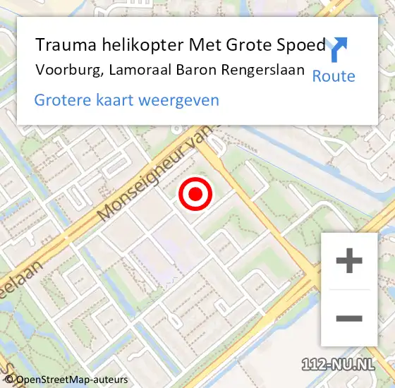 Locatie op kaart van de 112 melding: Trauma helikopter Met Grote Spoed Naar Voorburg, Lamoraal Baron Rengerslaan op 9 juni 2024 13:37