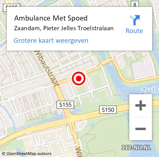 Locatie op kaart van de 112 melding: Ambulance Met Spoed Naar Zaandam, Pieter Jelles Troelstralaan op 9 juni 2024 13:38