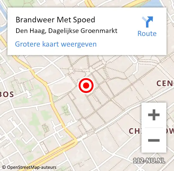 Locatie op kaart van de 112 melding: Brandweer Met Spoed Naar Den Haag, Dagelijkse Groenmarkt op 9 juni 2024 13:40