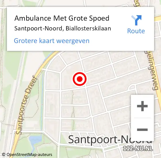Locatie op kaart van de 112 melding: Ambulance Met Grote Spoed Naar Santpoort-Noord, Biallosterskilaan op 9 juni 2024 13:57